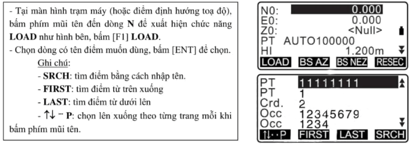 gọi điểm đã có trong bộ nhớ máy