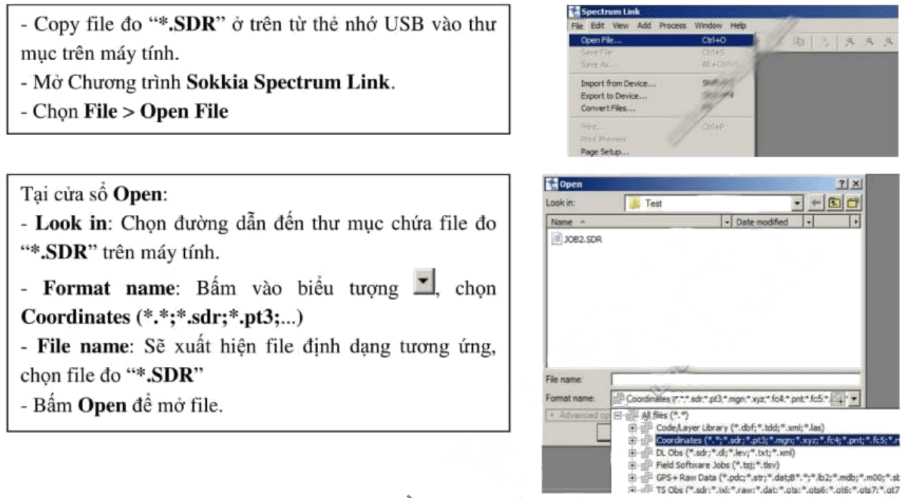 mở file đo tọa độ