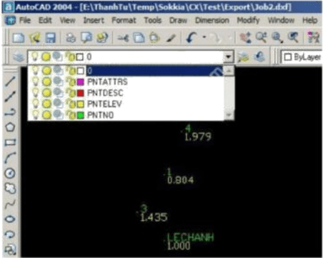 xuất dữ liệu ra file auto cad